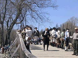 Sudbury Companies of Militia and Minute at Present Arms on North Bridge in Concord